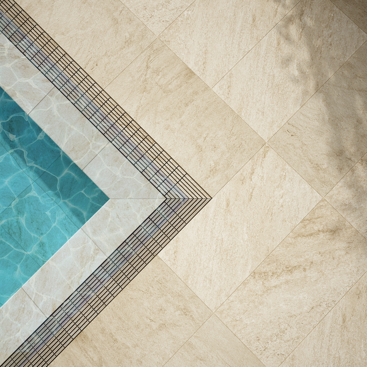 Gresmanc beige stone pool detail