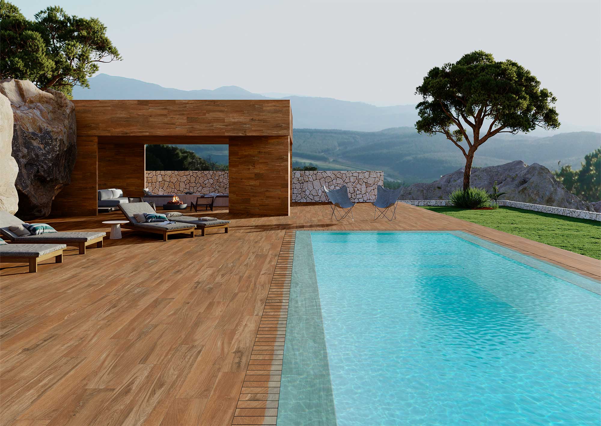 Piscina desbordante SERIE MADERA TAIGA 3